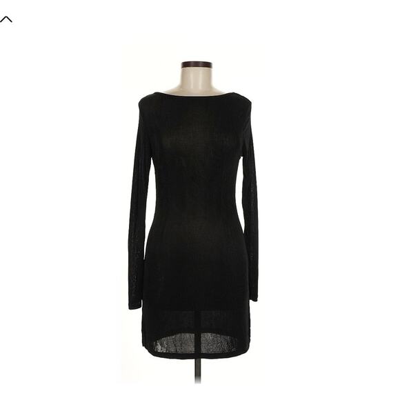Lioness Montana Mini Dress XS Black Open Back, Long Sleeve, Slinky Bodycon Sheer - Picture 4 of 8